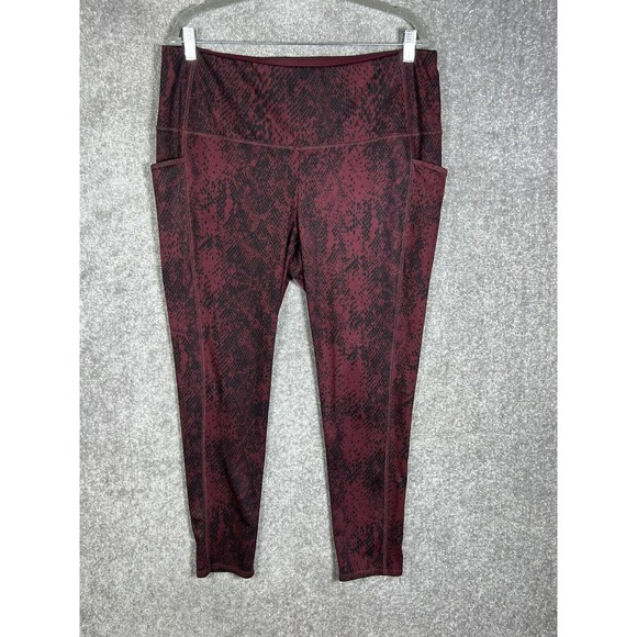 Chicos Zenergy Snake Skin Leggings Womens Size 3 US‎ Size XL (16) Pockets Maroon - Picture 1 of 10